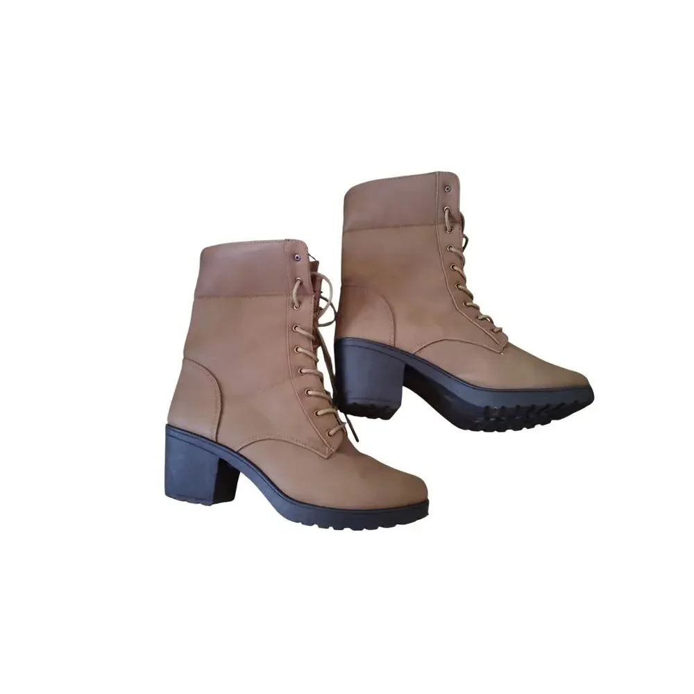 Ashley Blue RiRi Tan Vegan Ankle Boots‎ Women’s Size 11 Lace Up Booties Lace up